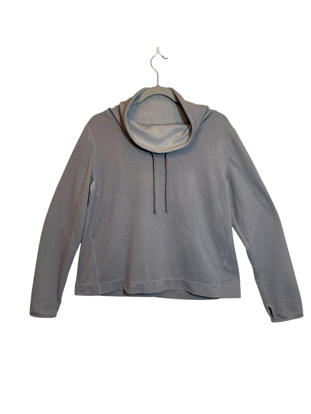 J. Crew Light Gray Cowl Neck Pullover Sweatshirt Thumbholes Cropped Women’s Sz L
